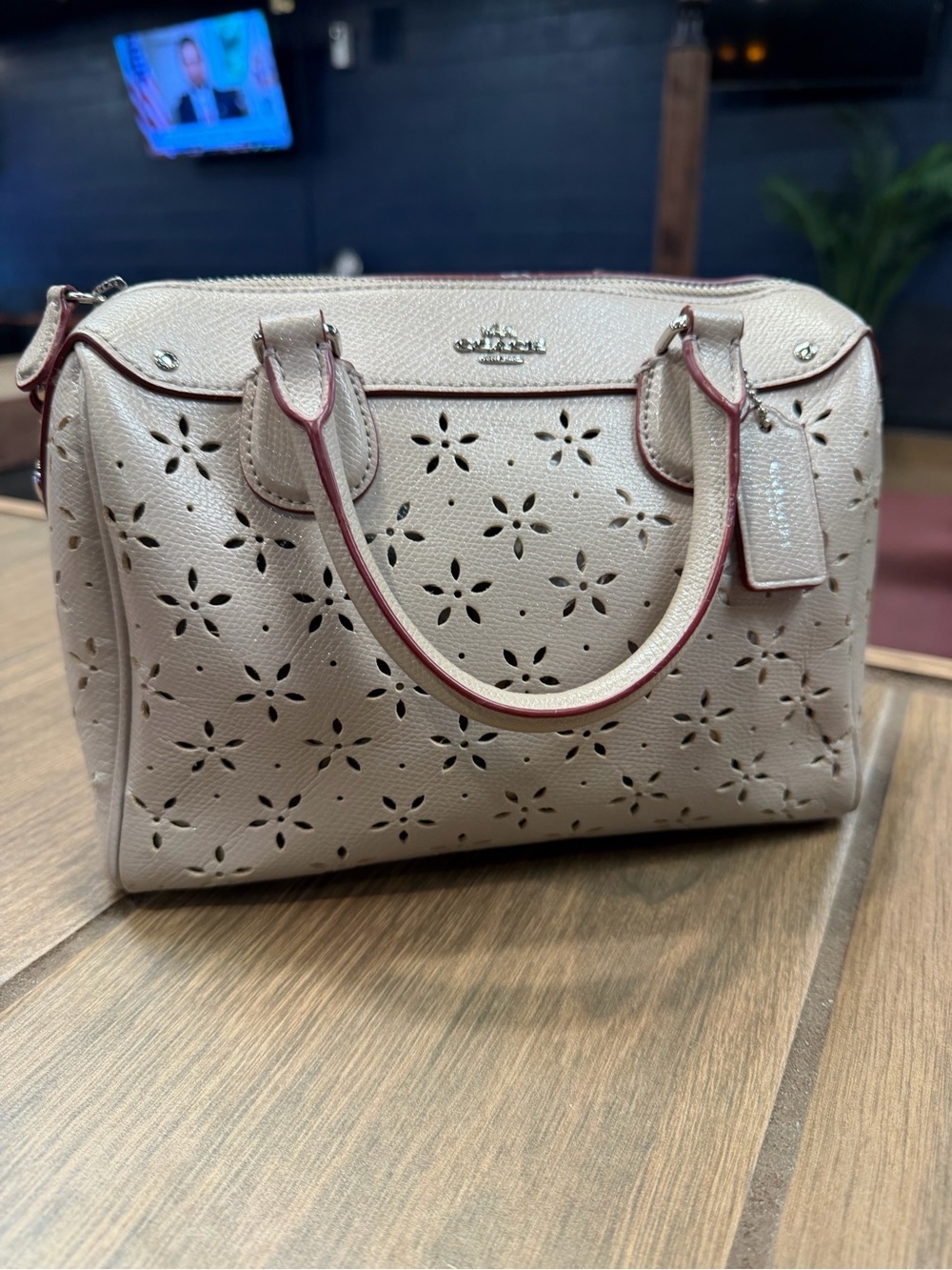 Coach Mini Bennett Satchel In Shimmer Beige Leather